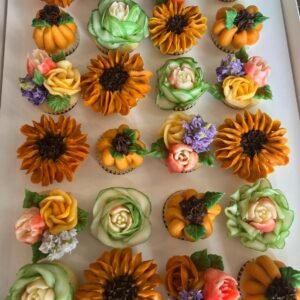 24 Count Floral Decorated Mini Cupcakes
